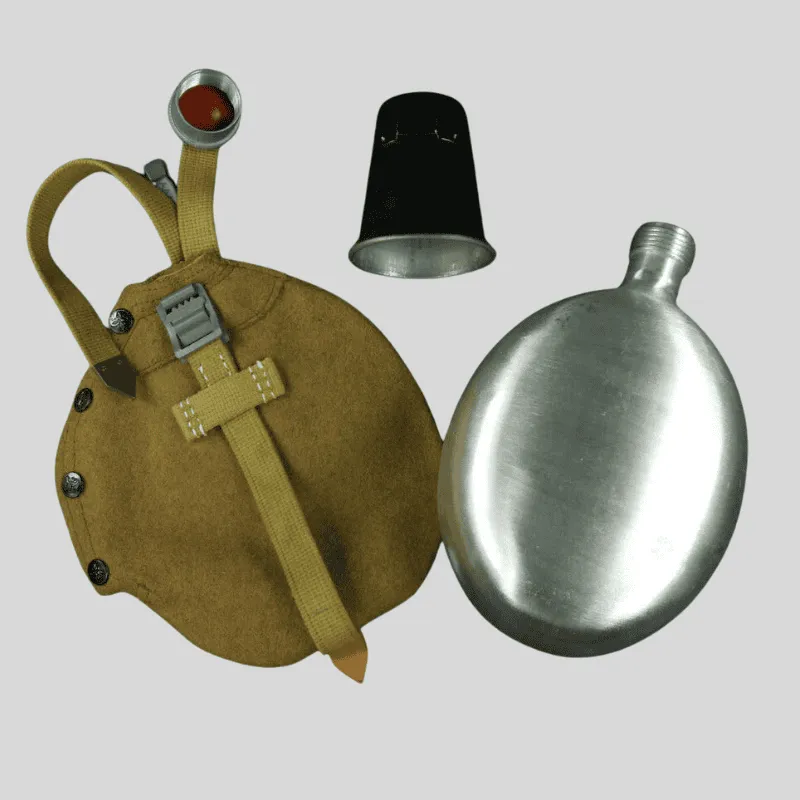 Gourde Allemande DAK Afrika Korps + Housse + Quart + Sangle – Reproduction Premium WW2